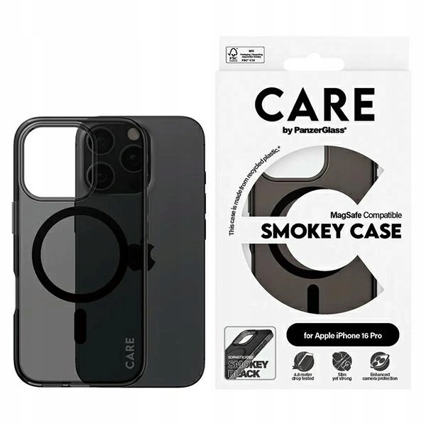 Pouzdro Care by PanzerGlass Flagship Case MagSafe pro iPhone 16 Pro, průsvitné