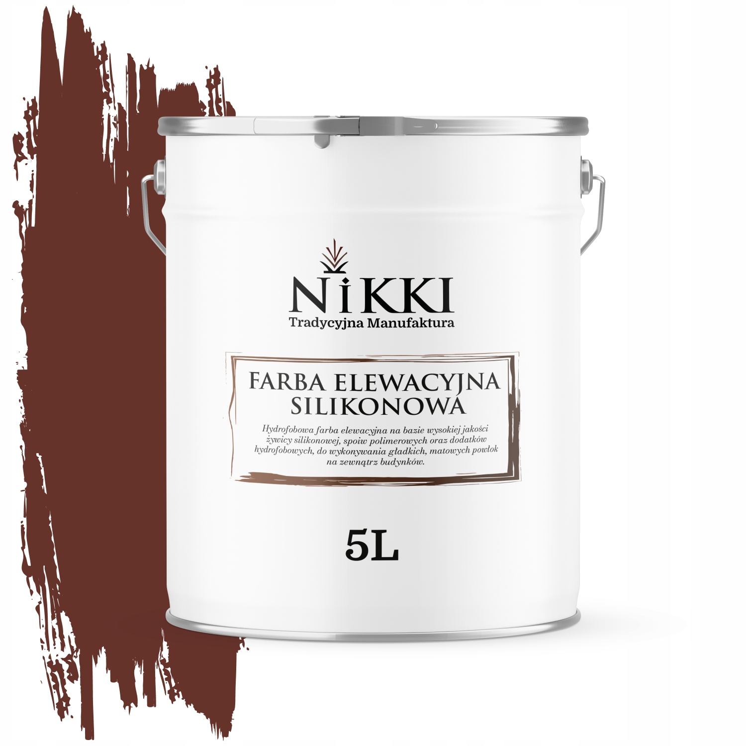 Vonkajšia Silikónová Fasádna Farba 5 L Hnedá Červená RAL8012