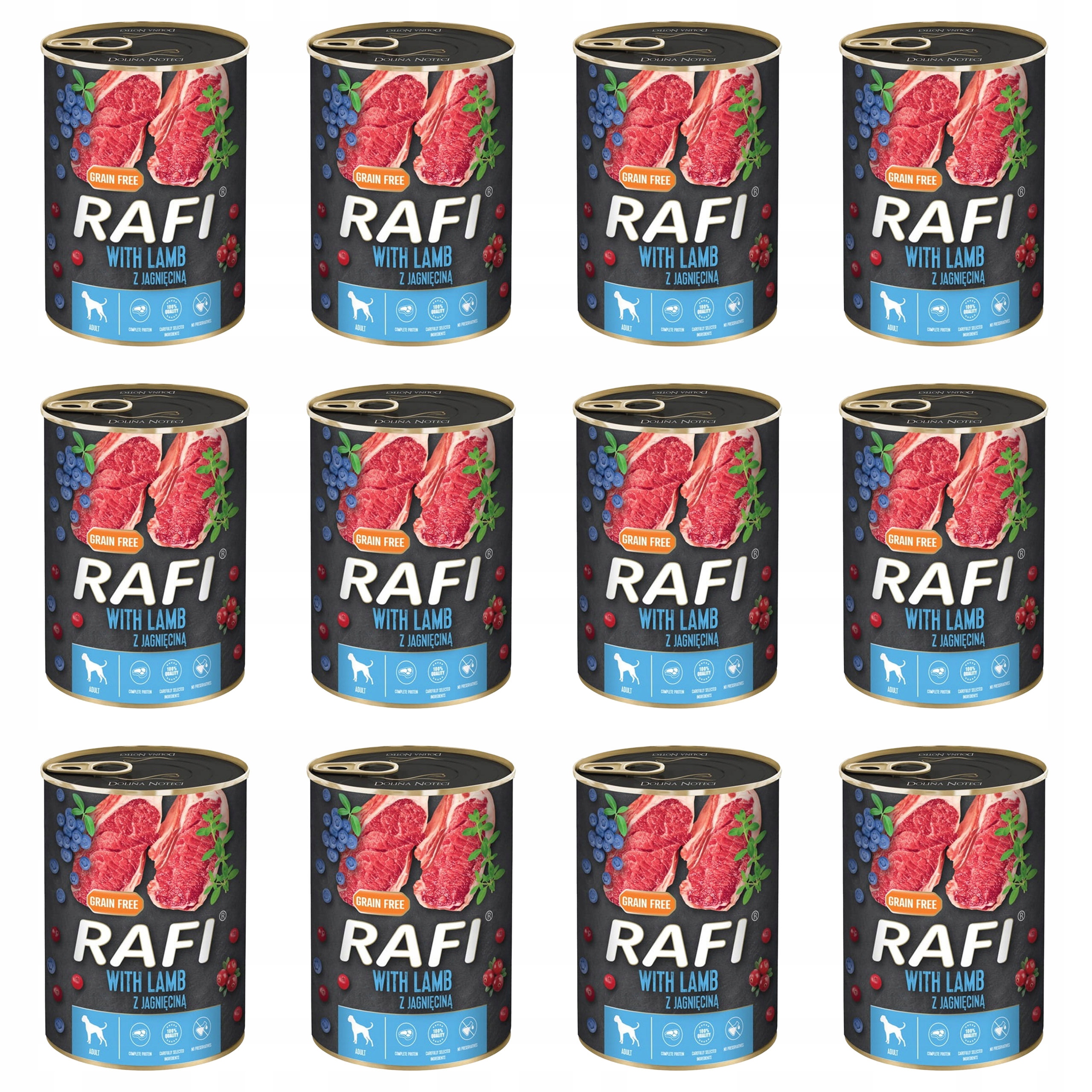 Levně Dolina Noteci Rafi Krmivo mokré pro psa Jehněčí 12 x 400 g