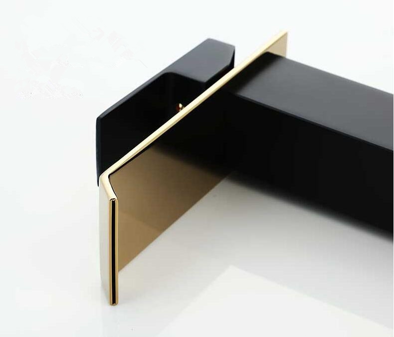 BATERIA UMYWALKOWA STOJĄCA NABLATOWA KRAN DO UMYWALKI MOSIĄDZ CZARNO ZŁOTA Linia BEVEL