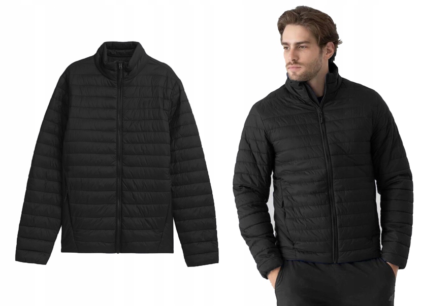 Pánská péřová bunda 4F KUMP003 prošívaná černá S