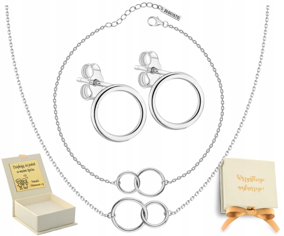 Kompletní Sada Šperků Stříbrná Kolečka Kola Klanowka Ringi 925 Dárek