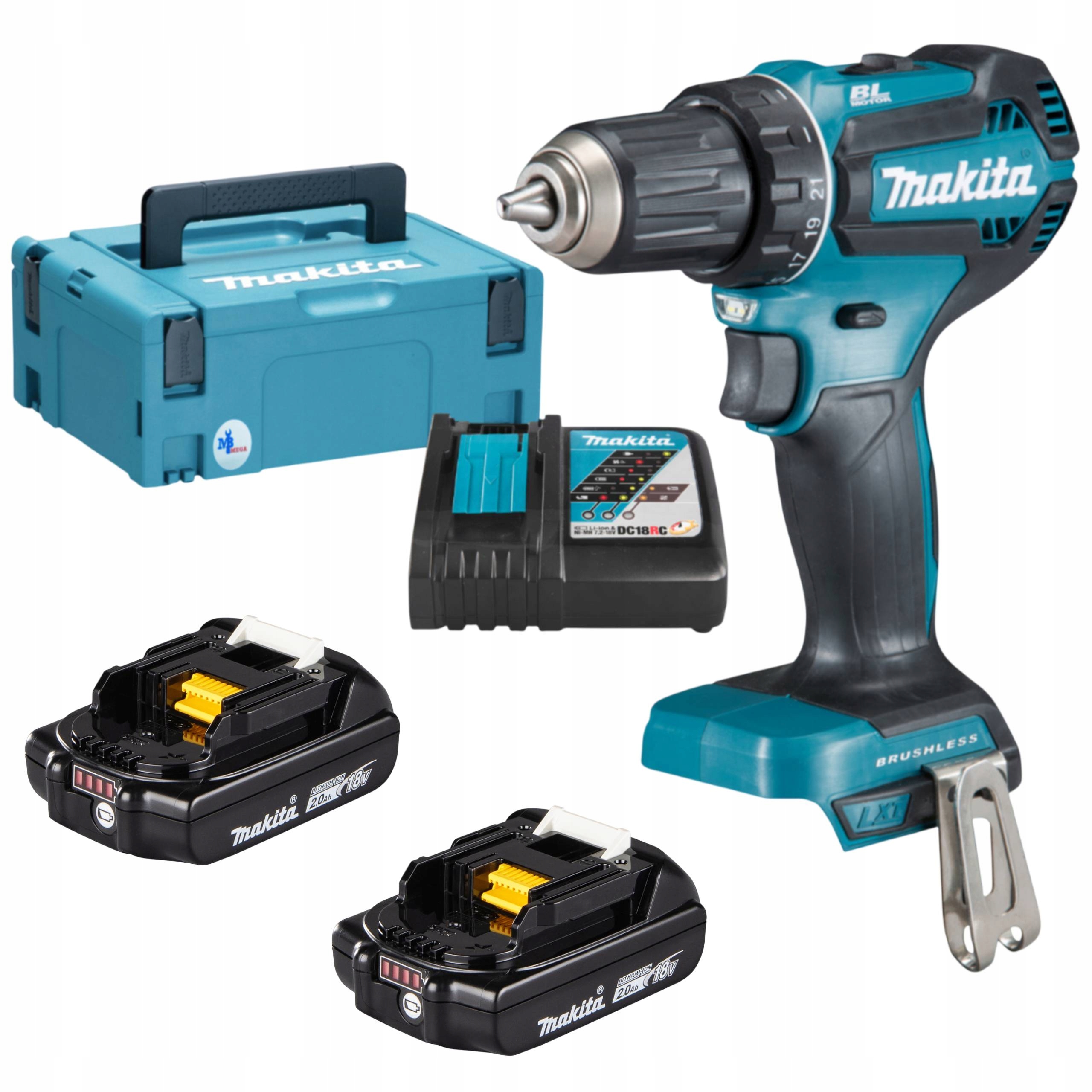 Makita Wiertarko wkrętarka 50Nm 18V Li-ion 2 akumulatory 2,0Ah Ładowarka