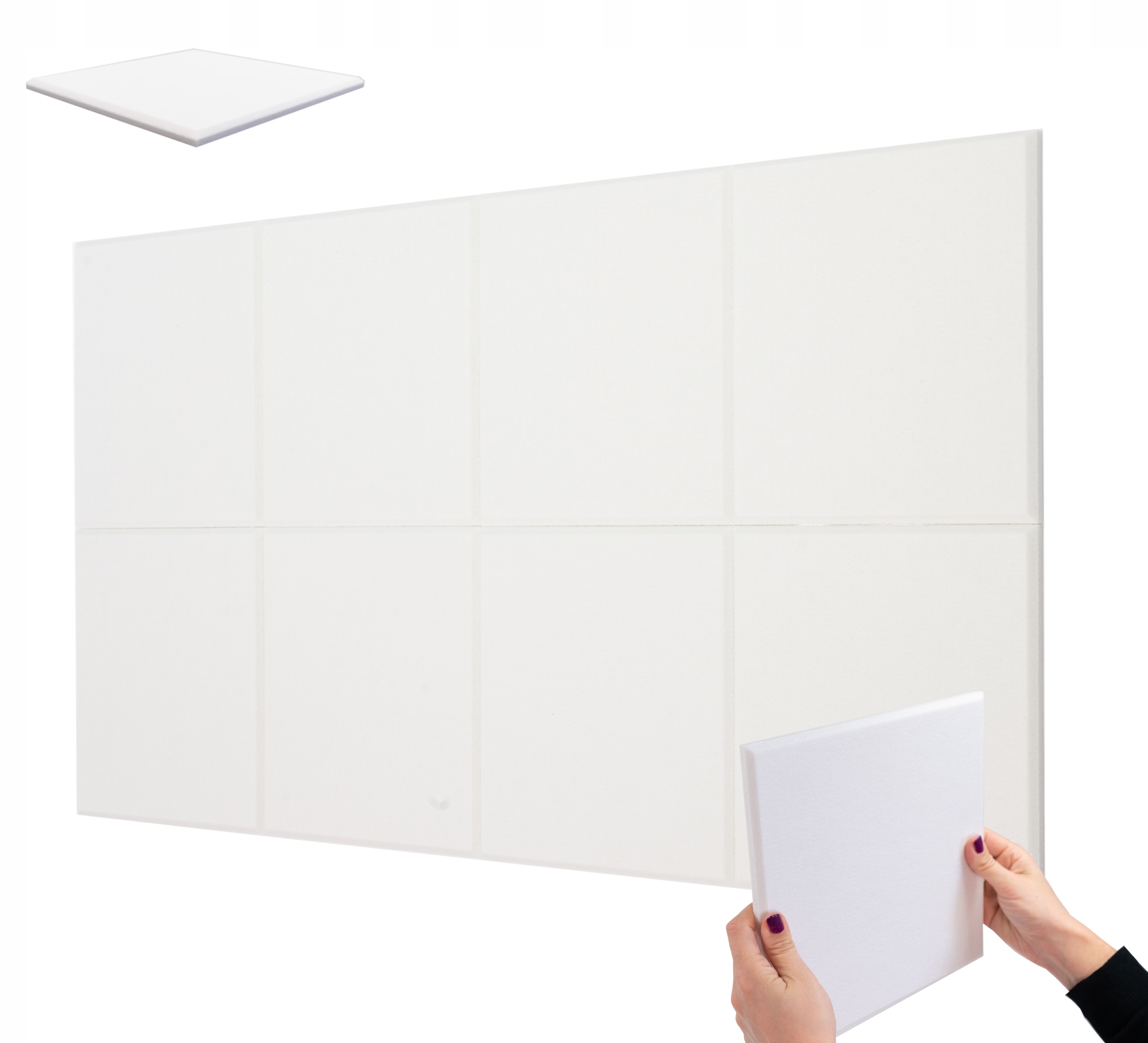 Sada akustických plstěných panelů stěna kancelář 8ks gr. 1,2 cm Bílé atesty