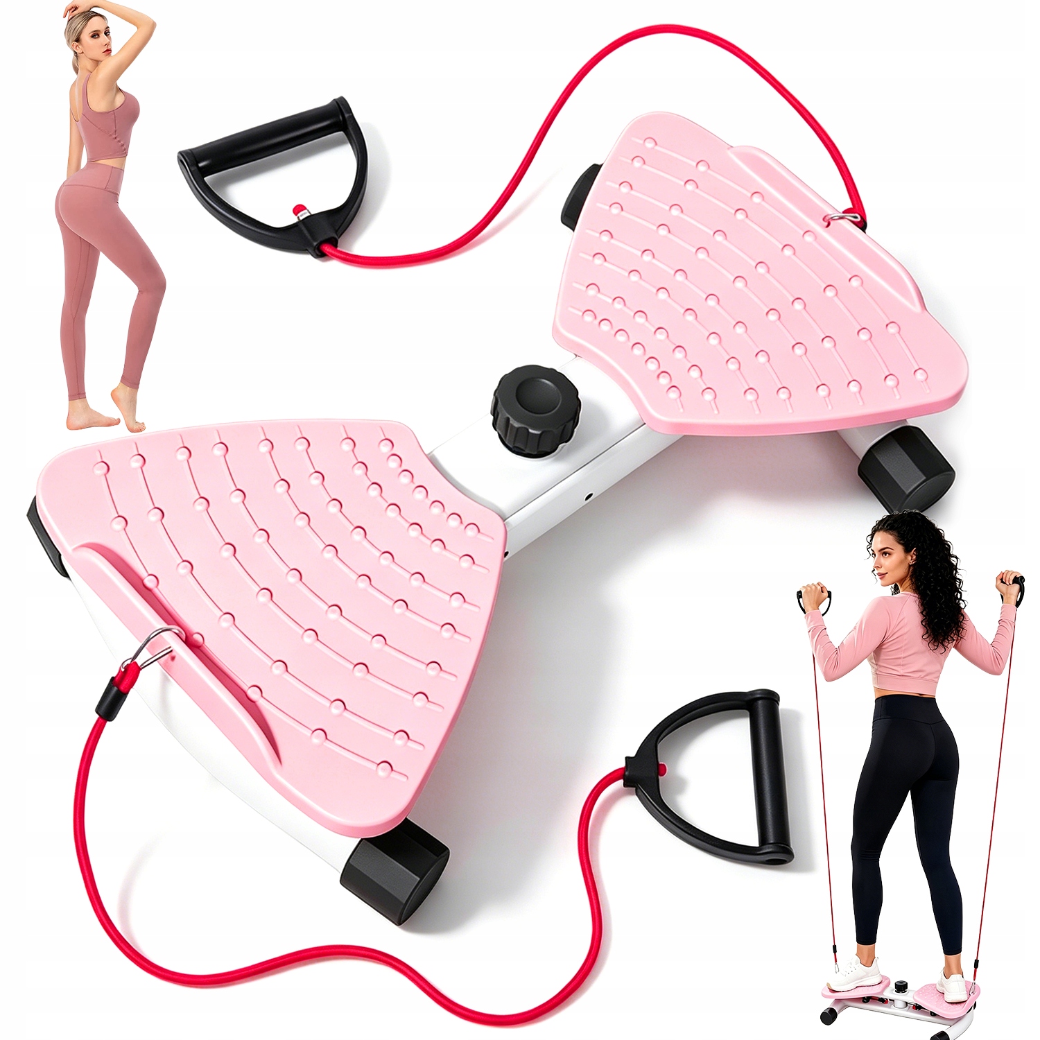 Domowa Maszyna Do Skręcania Talii Różowa Z Taśmami, Fitness I Trening