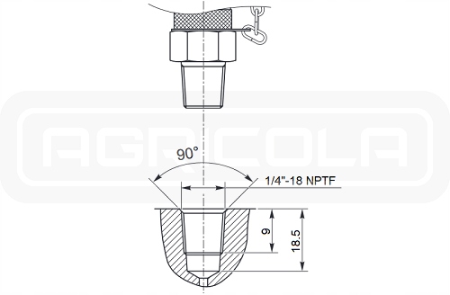 Przyłącze serwisowe manometru pomiarowe NPTF 1/4" Numer katalogowy części A1.52.00.801.4.1614