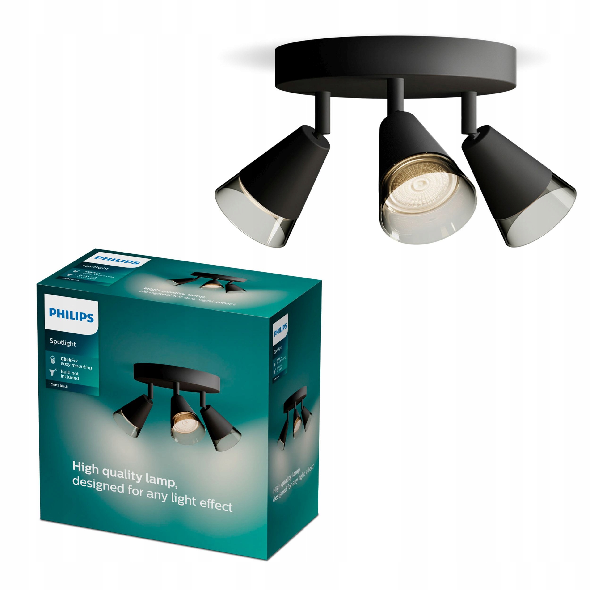 Stropná lampa Nástenný reflektor Stropné Svietidlo 3x GU10 Čierna Cleft Philips