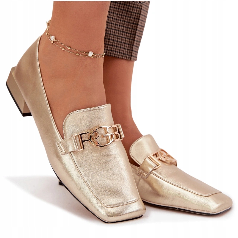 Dámské Mokasíny Z Přírodní Kůže S Ozdobným Detailem D&a CR61-3125 Zlaté 36