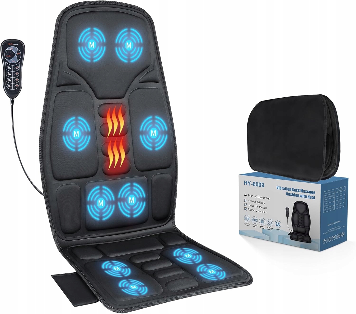 Mata Masująca Sotion z 10 silnikami wibracyjnymi, podgrzewaniem HY-6009