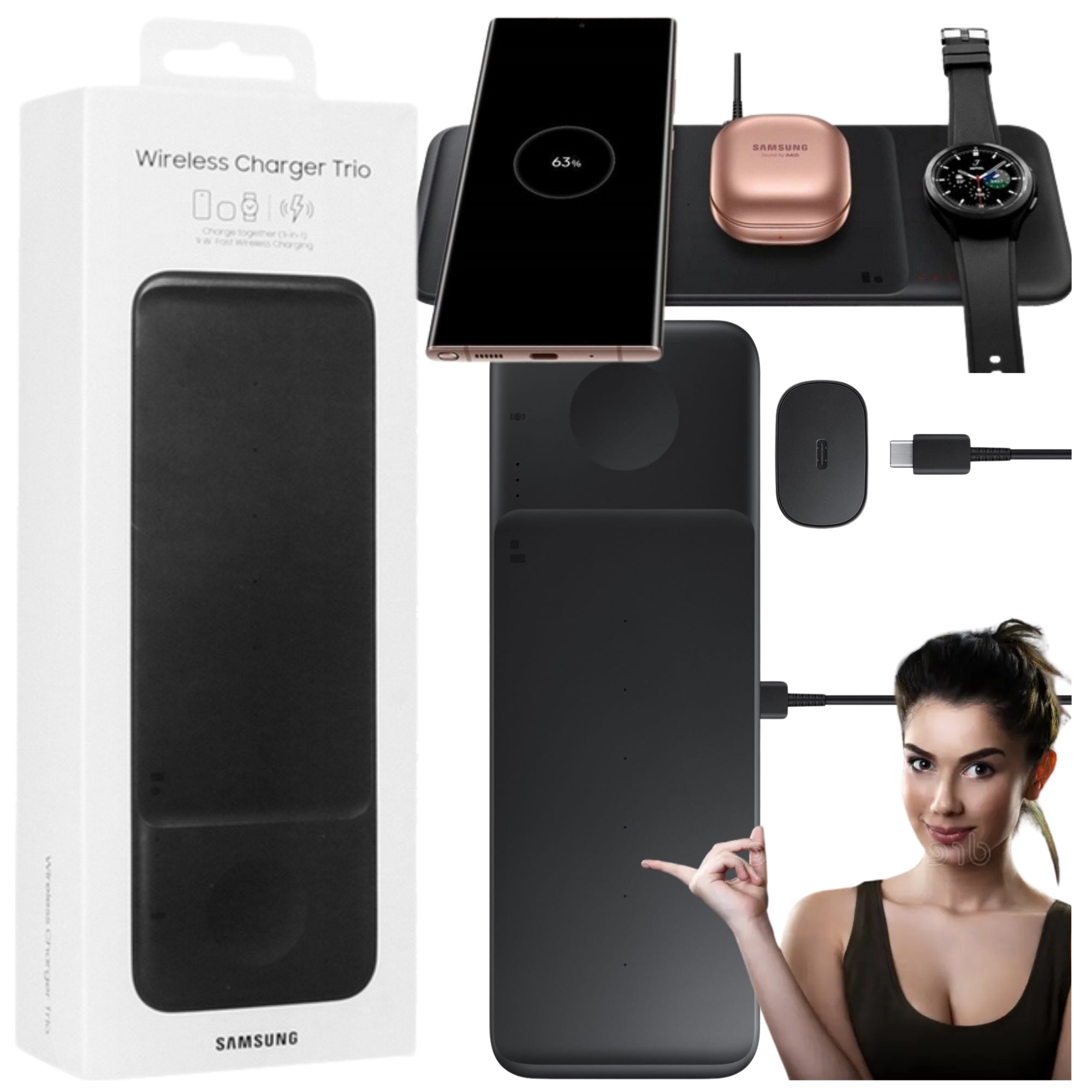 Originální nabíječka 3v1 pro Samsung Ultra Charge Watch/ Buds Smartphone