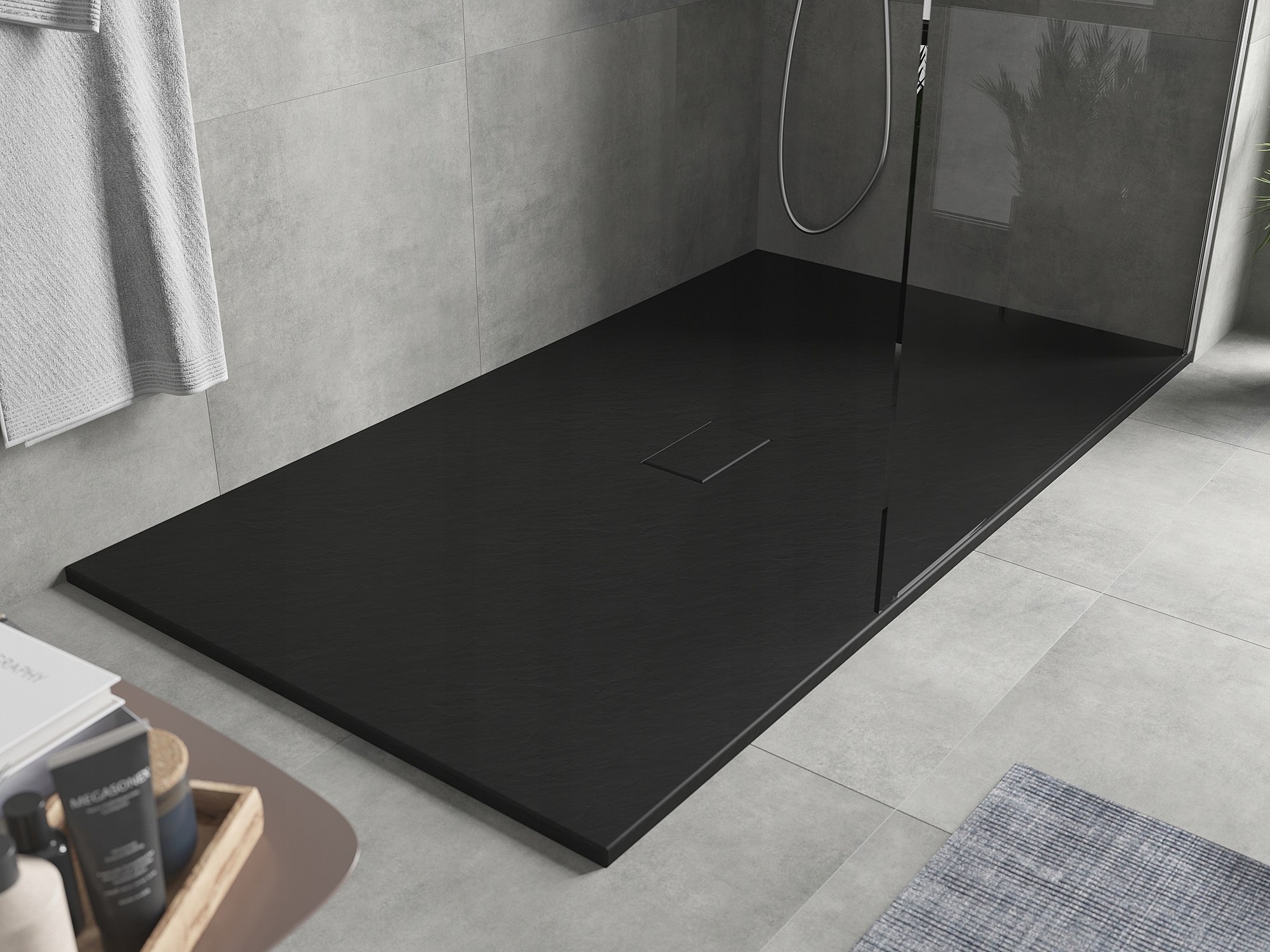 MEXEN HUGO BRODZIK PROSTOKĄTNY SMC 150x100 CZARNY Kształt prostokątny