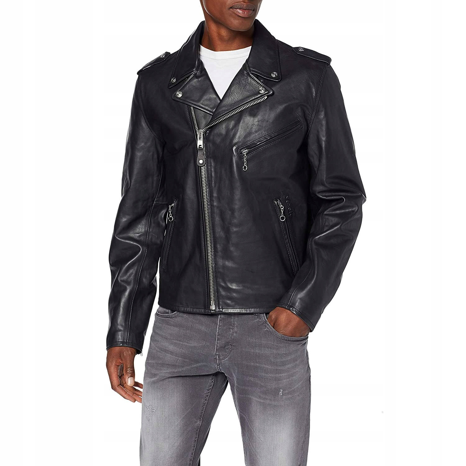 

Kurtka Męska Skórzana Czarna Ramoneska Rozm. S