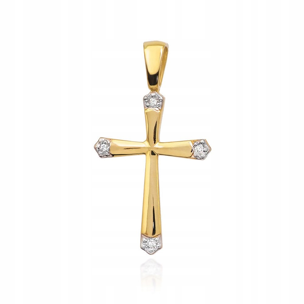 Zlatý přívěsek přívěsek klasický křížek s diamanty Zlato 585 0.02 ct