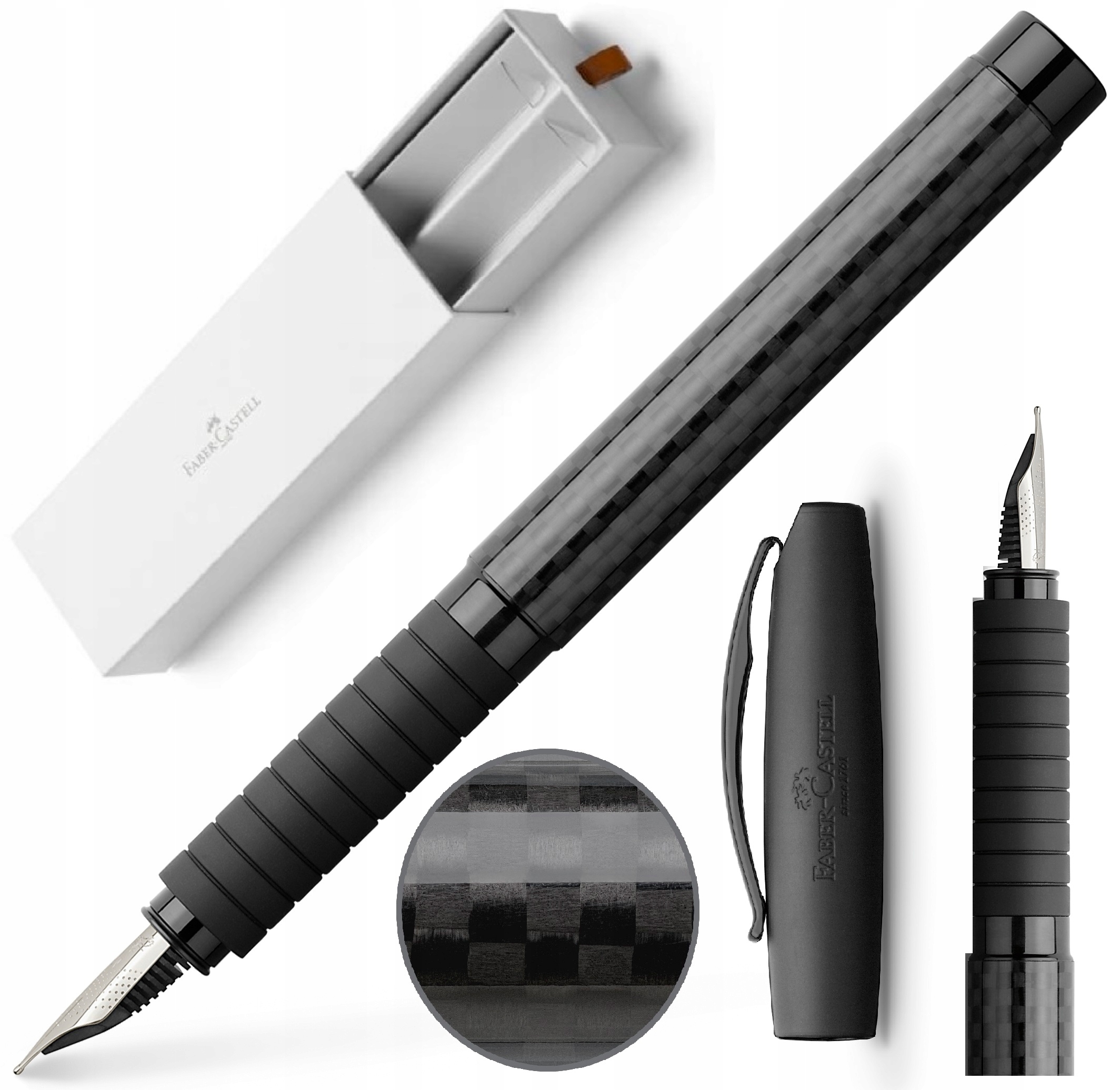Faber-castell Pióro wieczne Etui Essentio Carbon stalówka Ef