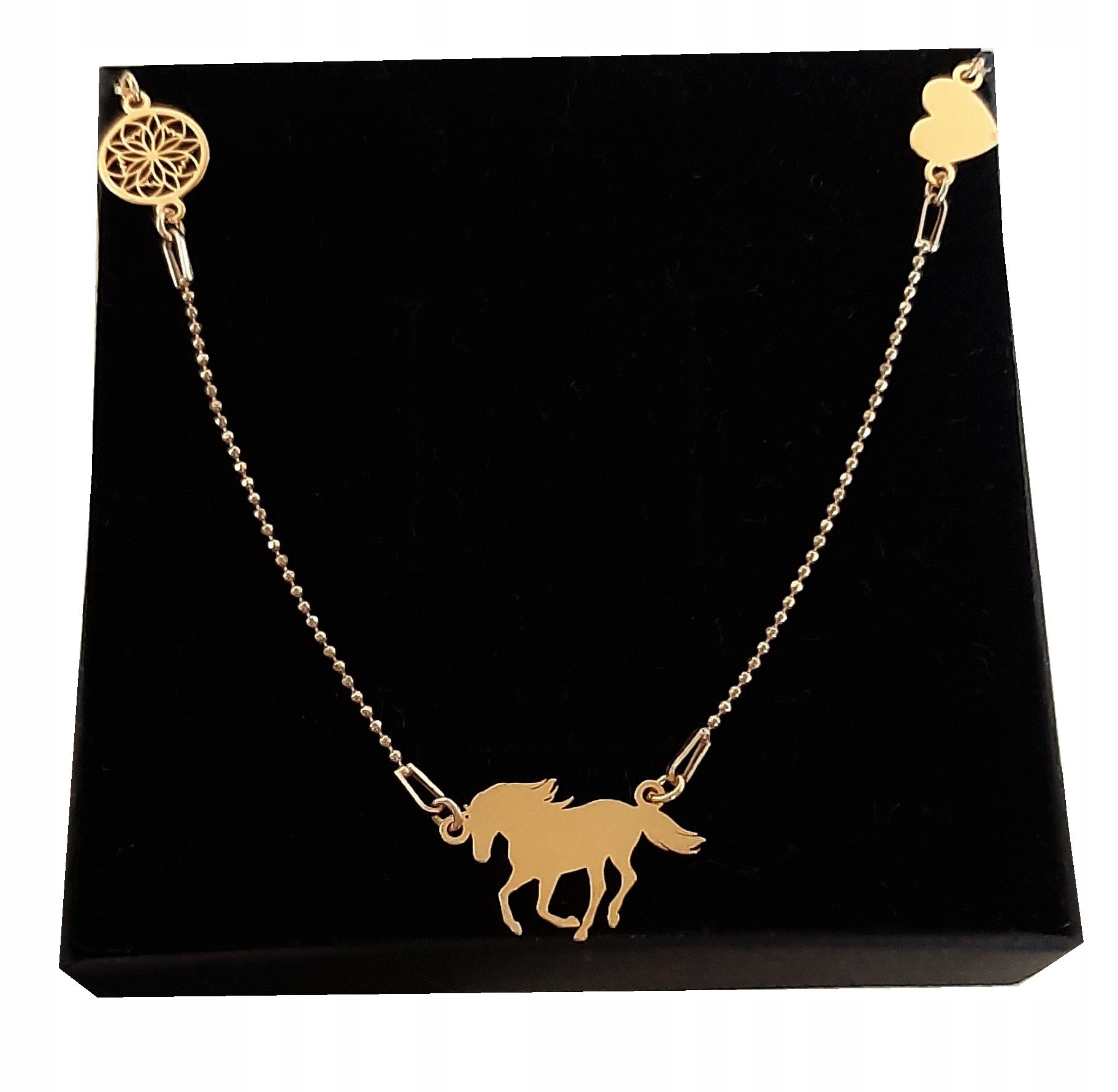 

Naszyjnik Celebrytka 3 Zawieszki Koń Konik Serce