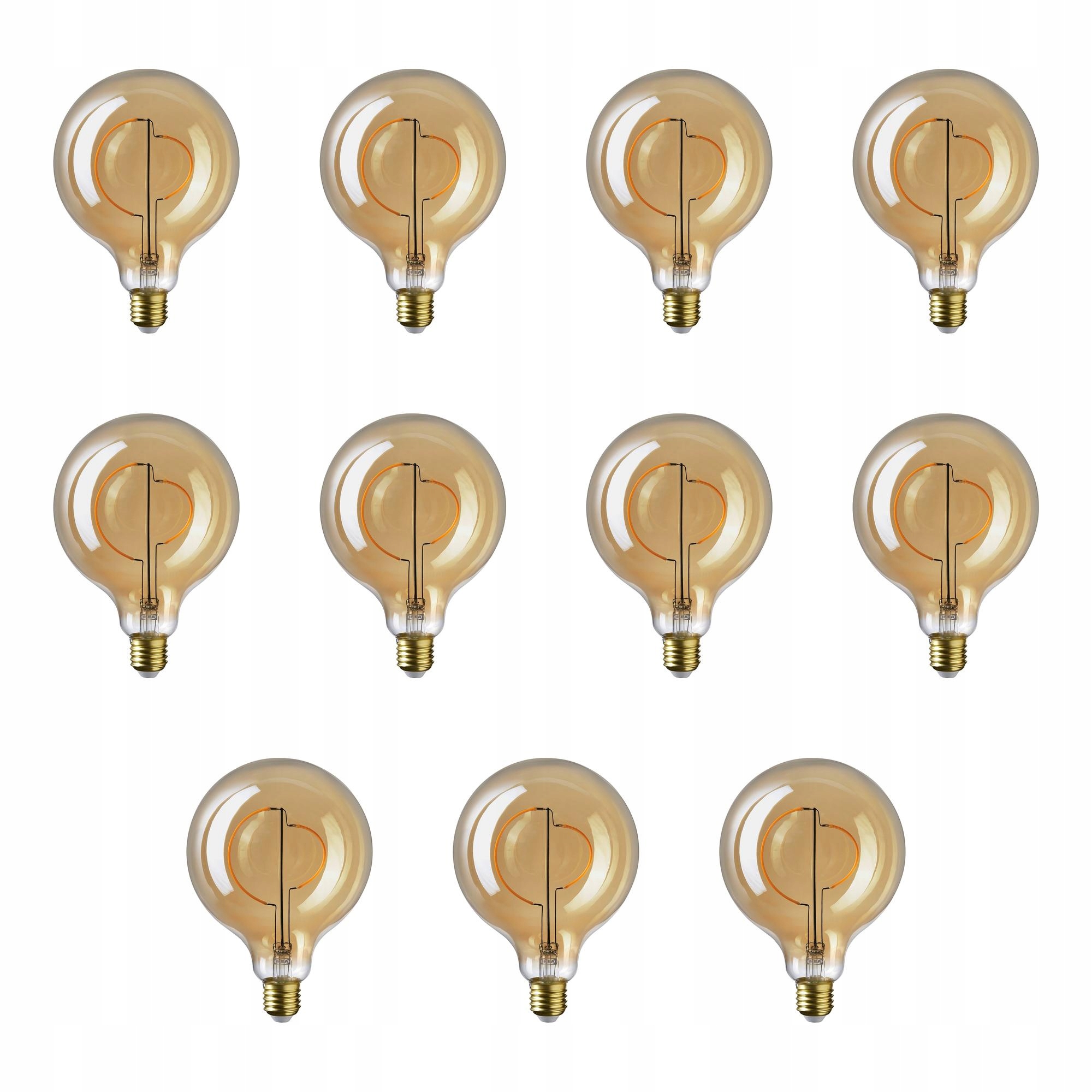 11 szt. Żarówka Led E27 150lm 2200K Brązowa Kula 125mm