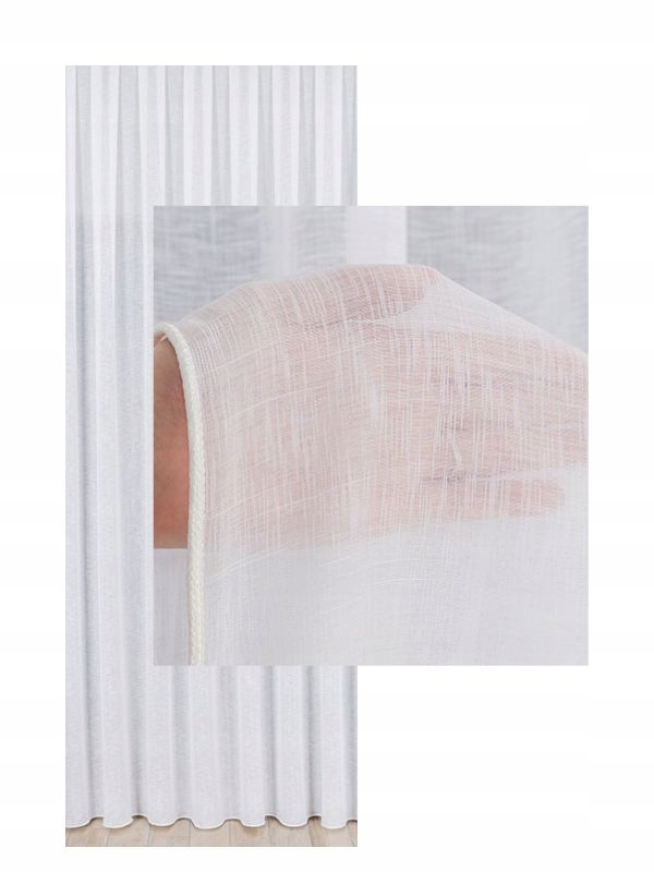 Záclona Bílá Těžko hořlavá do hotelu Salon s všitou páskou Wave š.140x210
