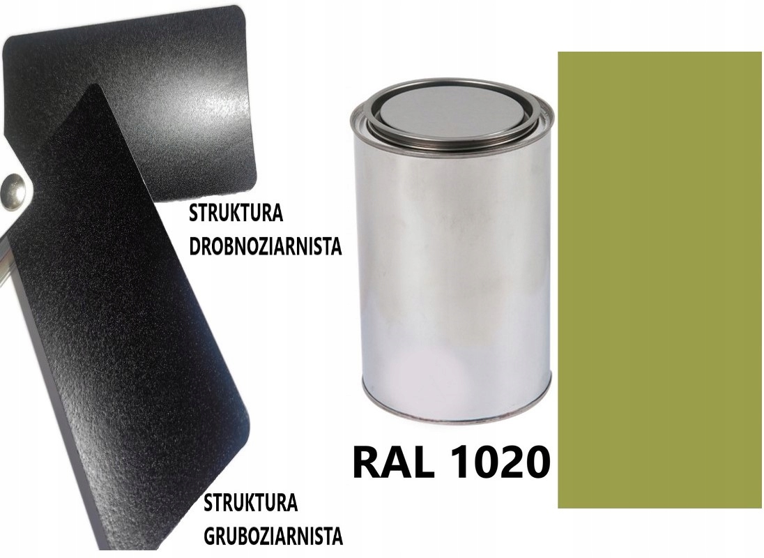 STRUKTURA GRUBOZIARNISTA RAL 1020 PÓŁMAT DO PLASTIKU METALU AKRYL 1L