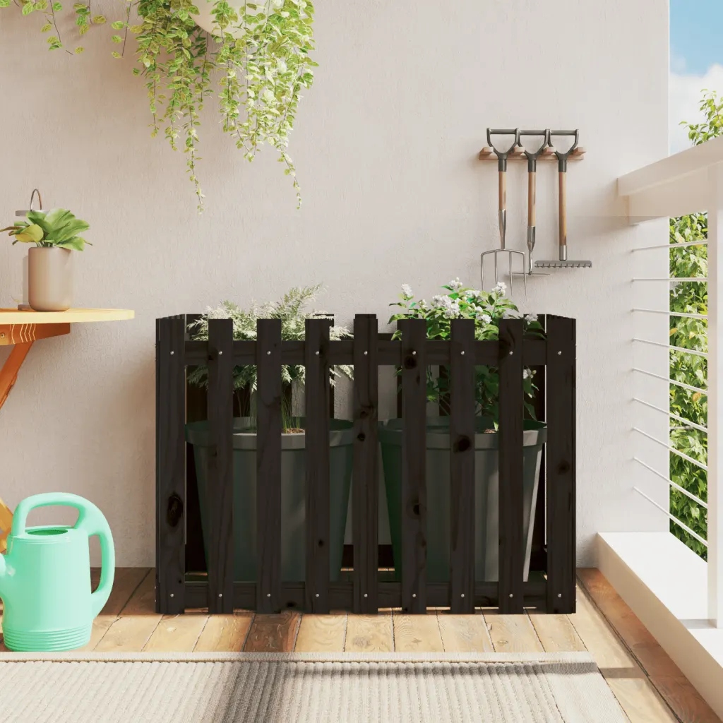 Vyvýšený záhon plotový design černý 100x50x70 cm masiv borovice Černý 83248