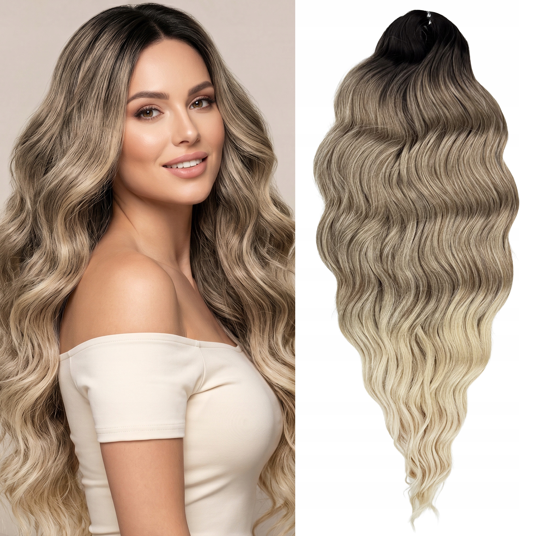 Syntetické vlasy s vlnou pro česání Afroloki Anna Odrost Tmavě hnědá 50 cm