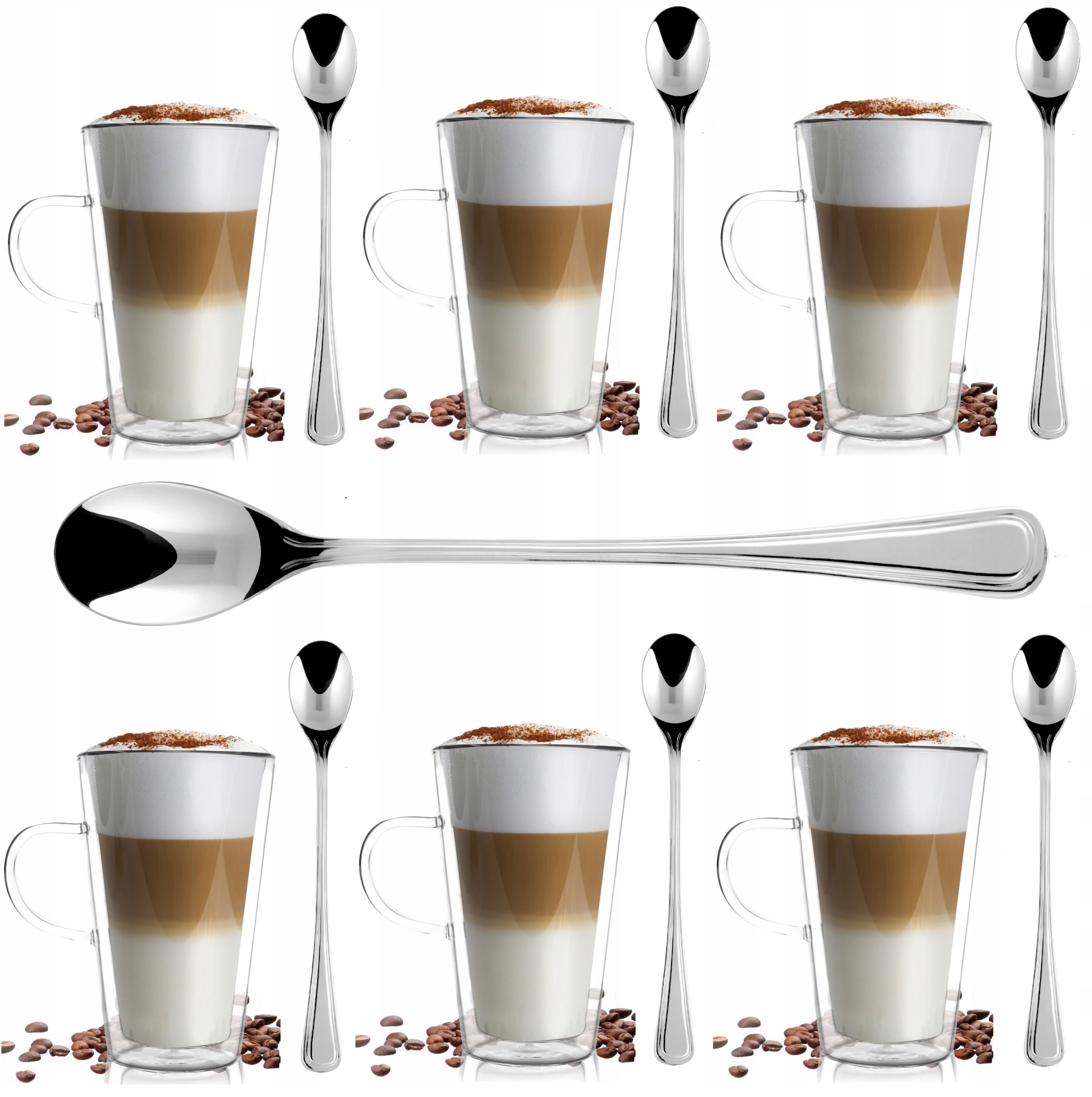 

Zestaw Szklanki Termiczne Podwójne Latte +łyżeczki
