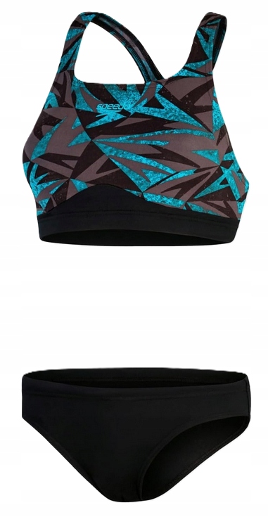 Strój dwuczęściowy pływacki damski Speedo Hyperboom czarno niebieski 44