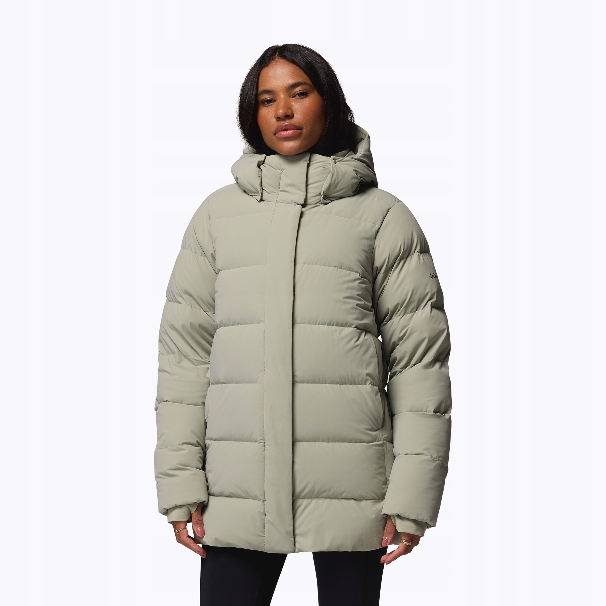 Kurtka puchowa damska Columbia Amaze Puff Mid Hooded safari M