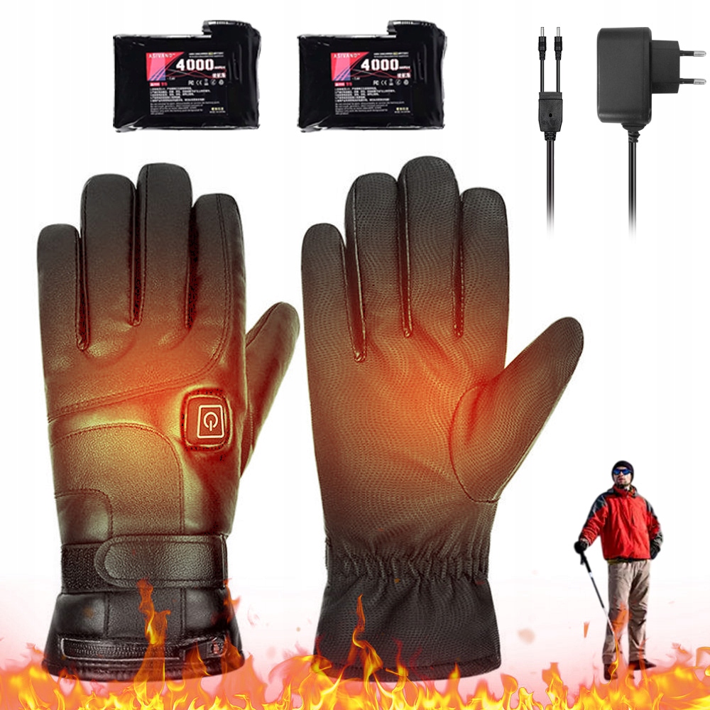 Podgrzewane Rękawice Zimowe Wodoodporne Na Baterie 4000MAH 30CM 3 Poziomy