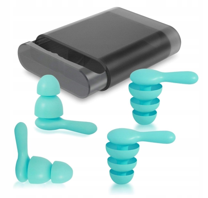 Zatyczki do uszu silikonowe miękkie 3 warstwy przeciwhałasowe 2 pary blue