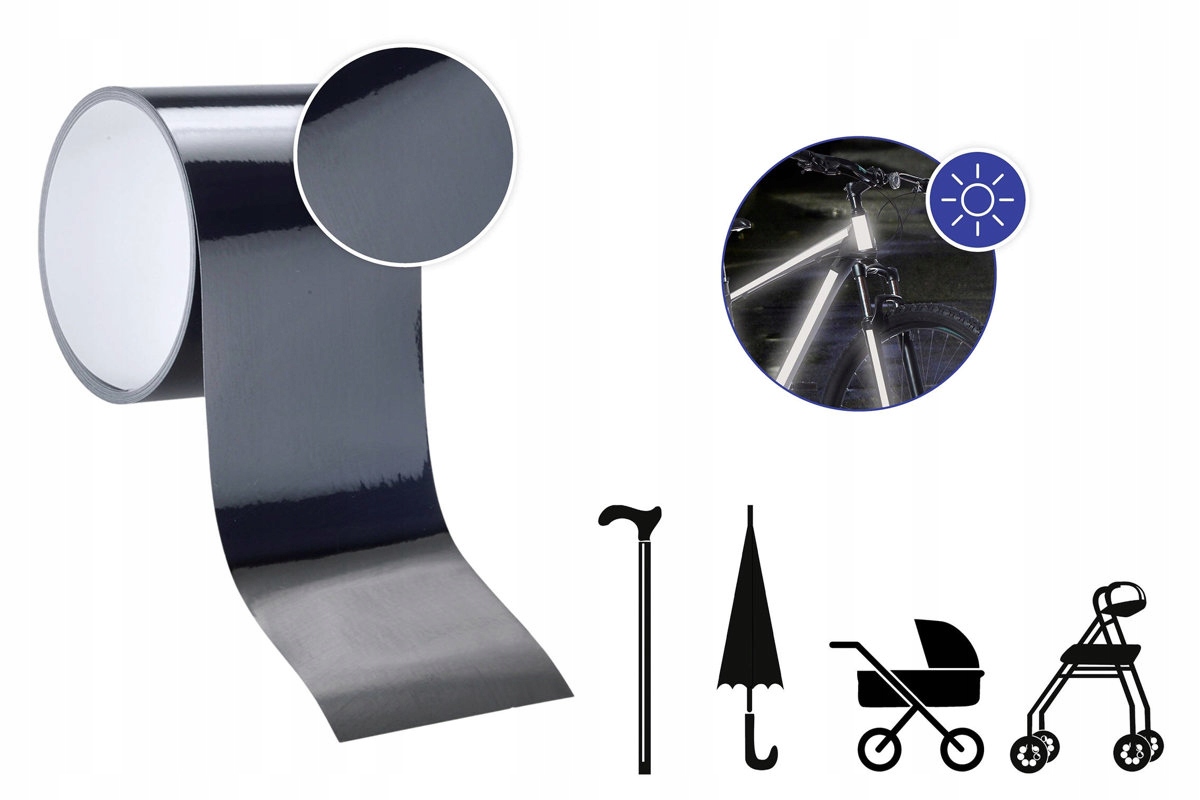 TAŚMA ODBLASKOWA czarna samoprzylepna 5 cm x 2 m Marka Inna marka