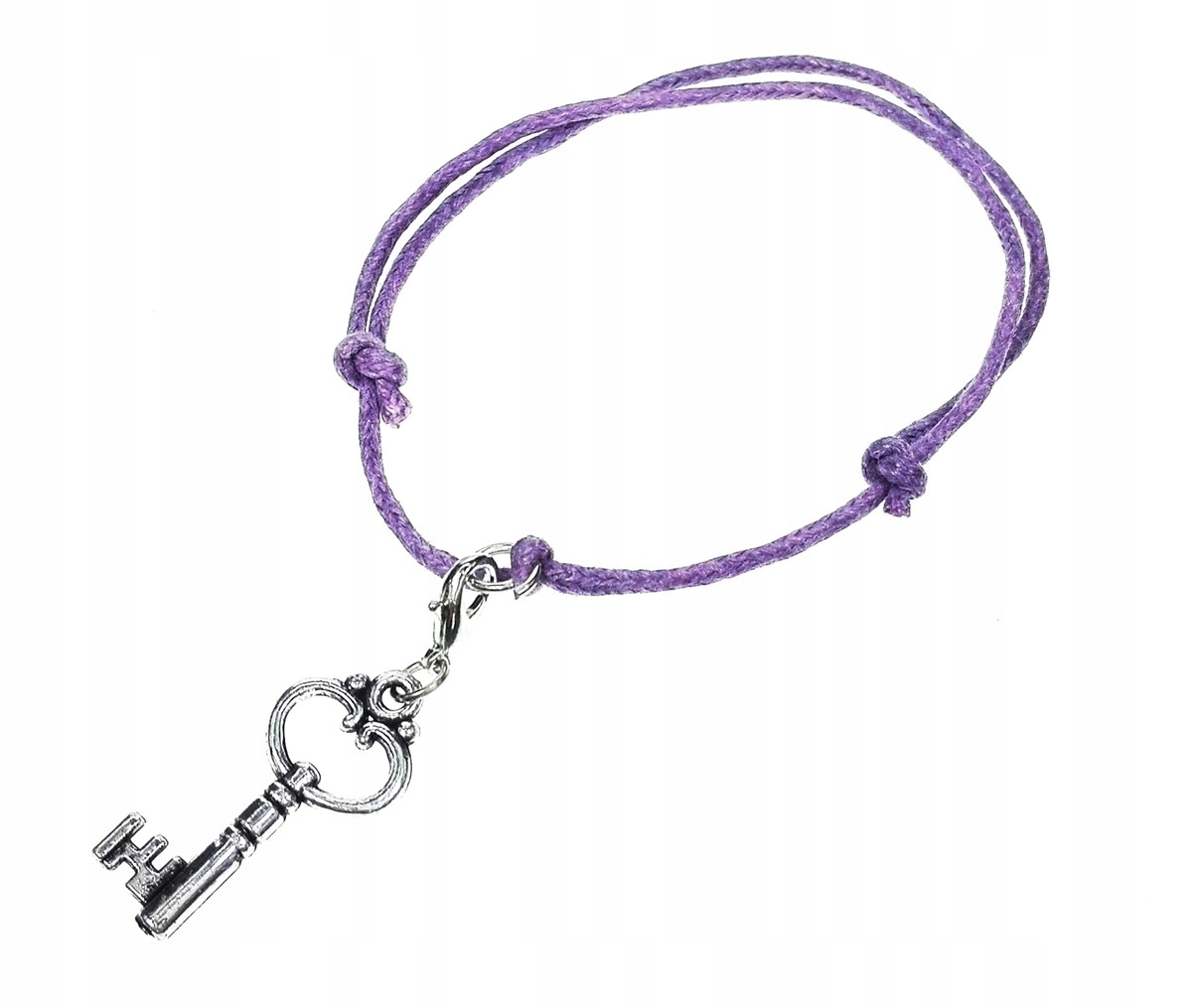 

Bransoletka z zawieszką klucz sznurek fioletowy