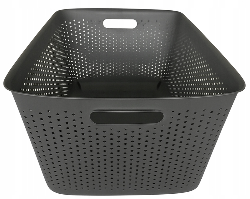 Kosz na pranie pojemnik 45 L plastikowy szary ażurowy 58×39,5×26,5 cm