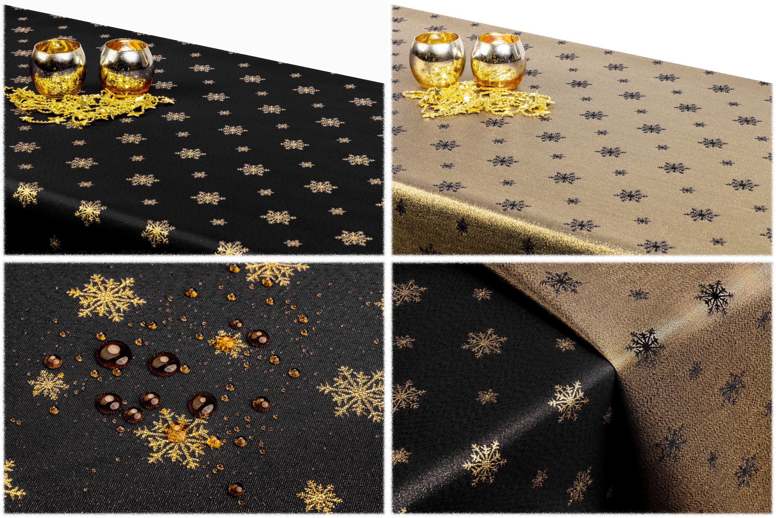 

obrus Dwustronny 130x200 Czarny płatek Złoty styl