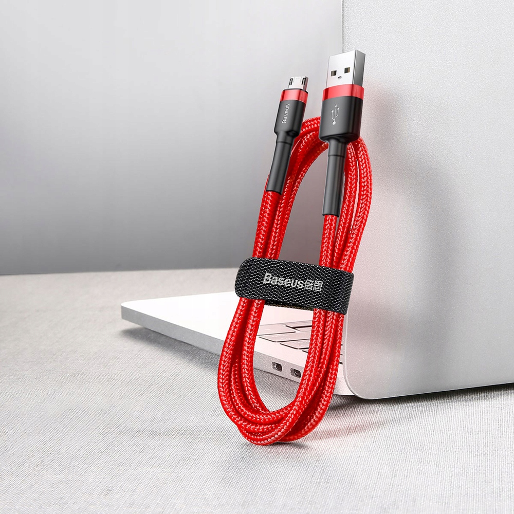 SZYBKI KABEL PRZEWÓD USB/MICRO USB 1M 2.4A BASEUS Kolor czerwony
