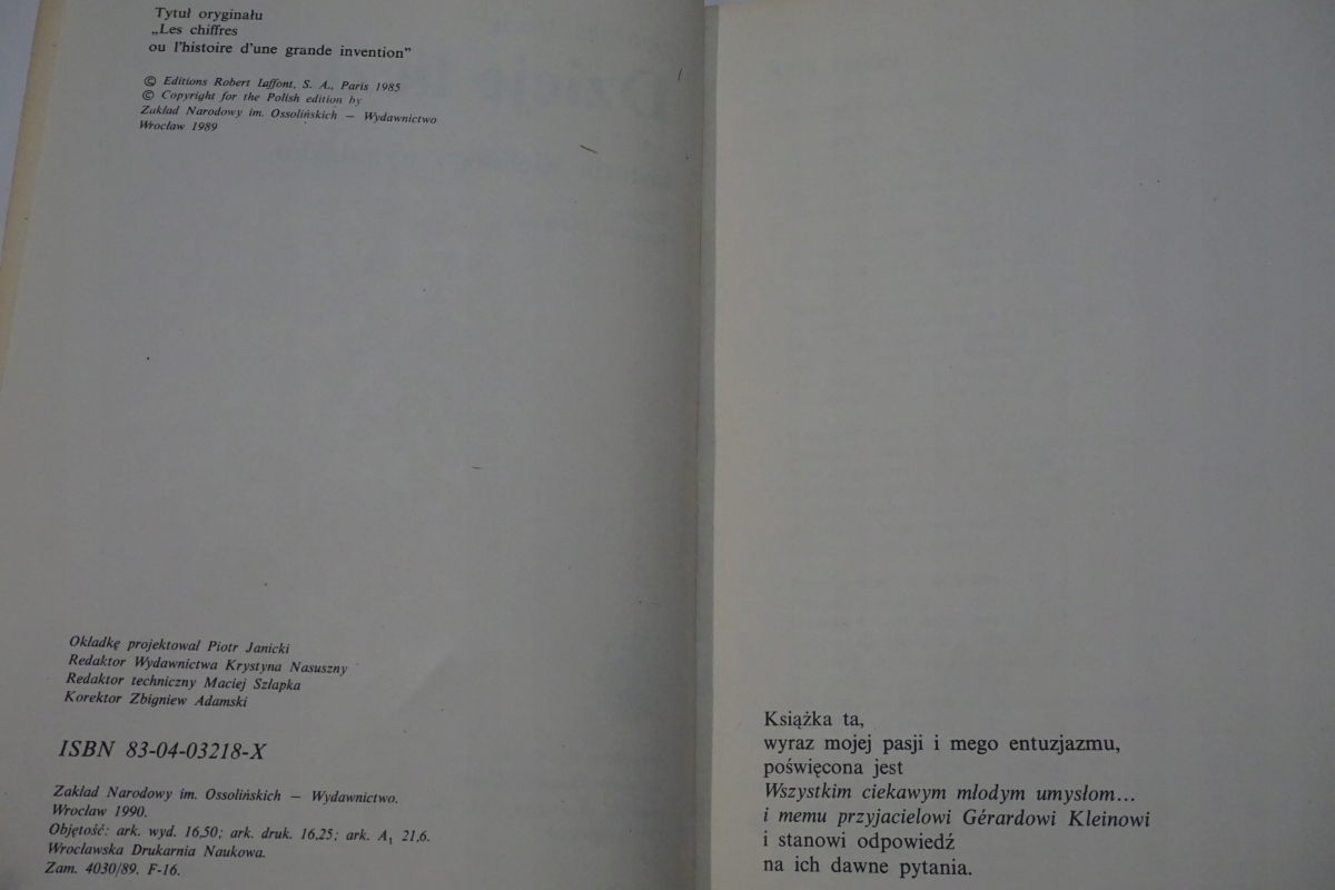 DZIEJE LICZBY CZYLI HISTORIA WIELKIEGO WYNALAZKU Wydawnictwo Zakład Narodowy im. Ossolińskich