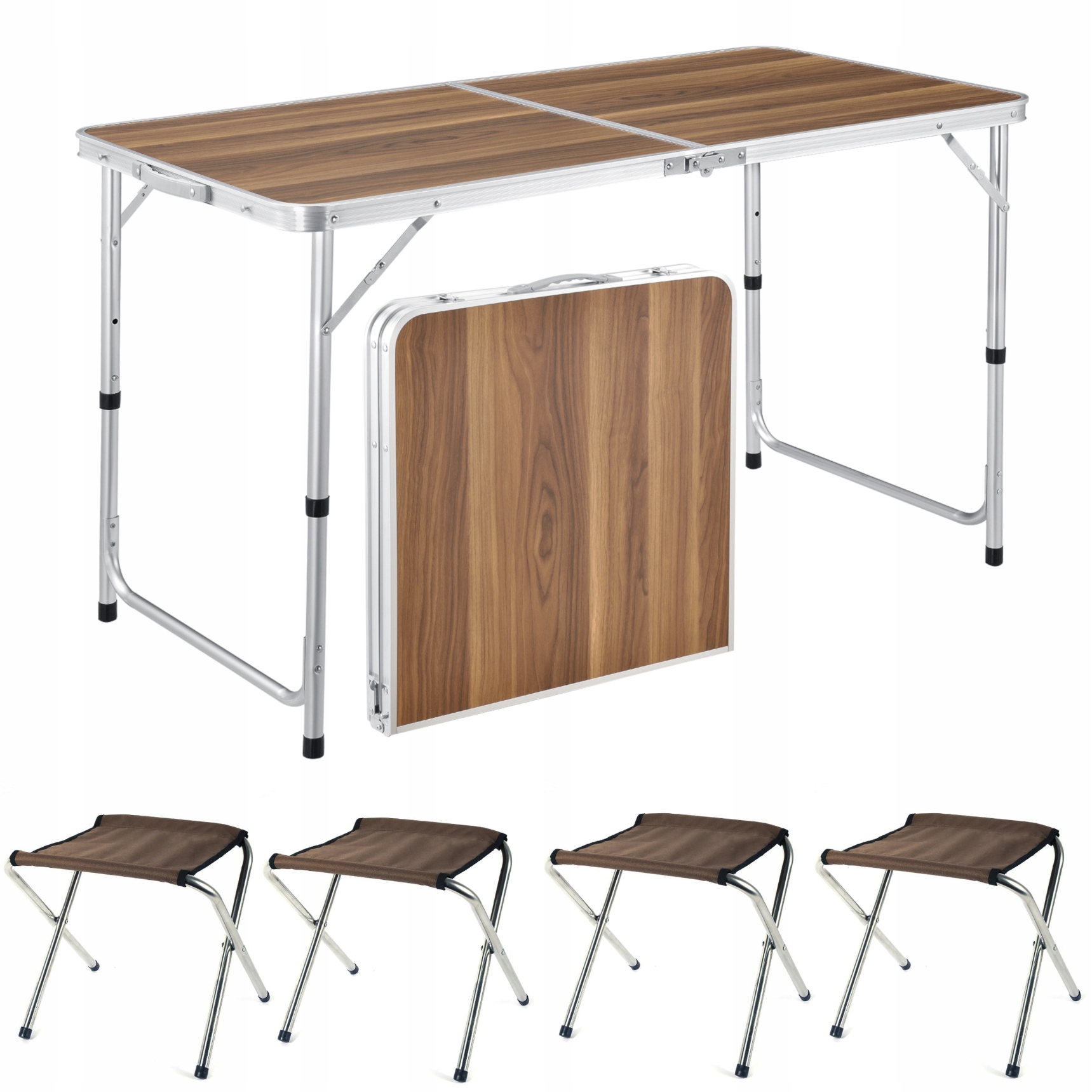 STOLIK STÓŁ TURYSTYCZNY SKŁADANY KAMPINGOWY ZESTAW Z 4 KRZESŁAMI