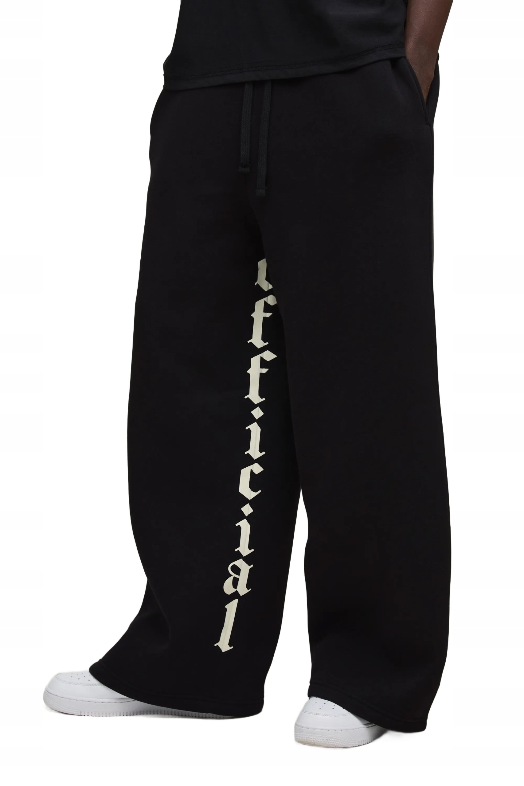 Boohooman Černé Pánské Tepláky S Potiskem Na Nohavici M Z3A