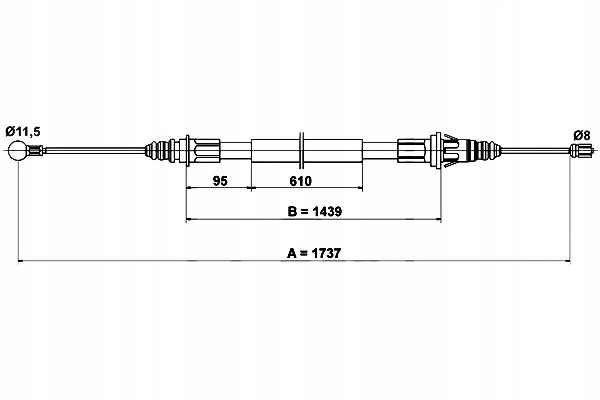 Ate Ruční Brzdové Lanko Zadní L/p (1737 MM) Opel M Asistent řidiče #28