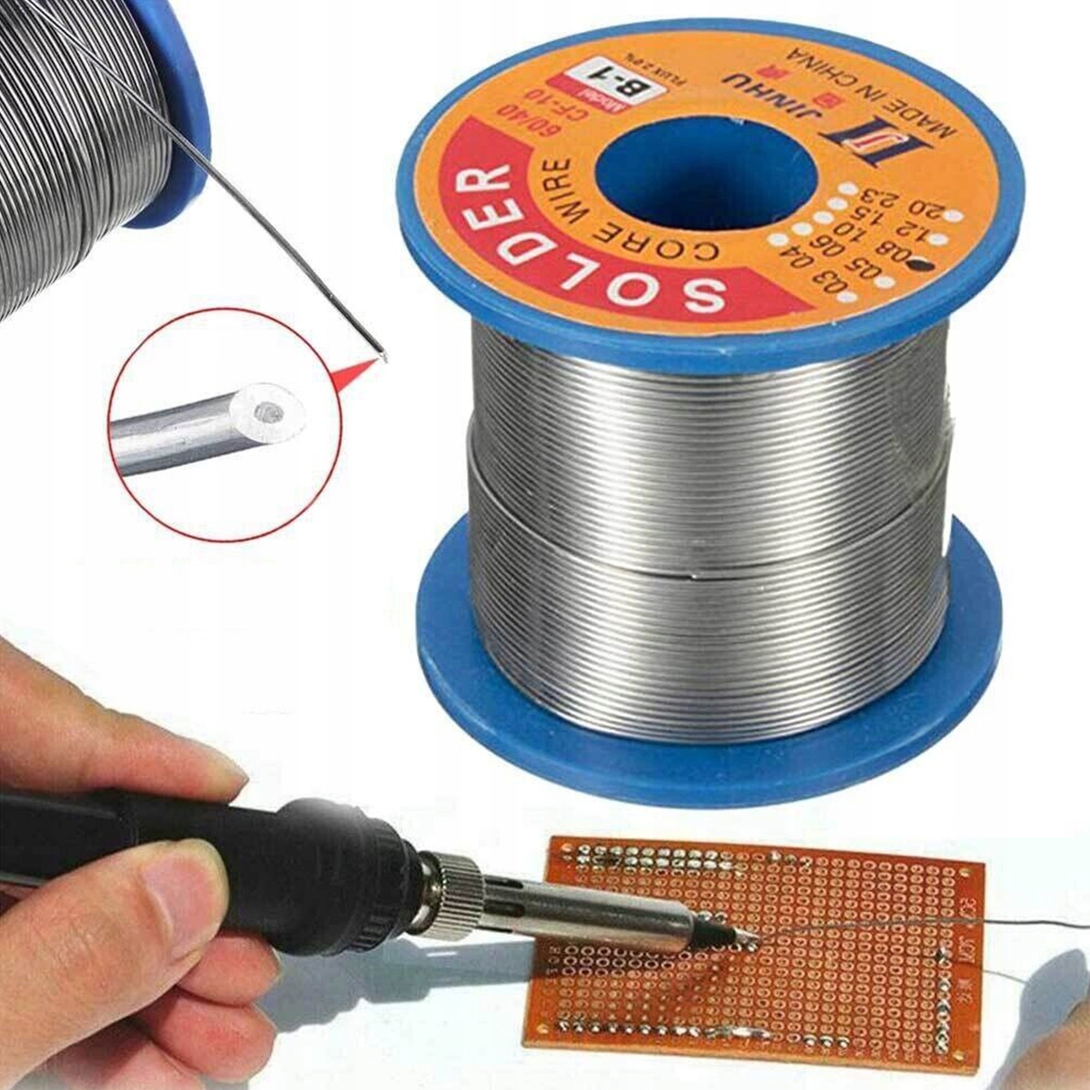 Cyna Do Lutowania 1MM 250g Rolka Cynel Spoiwo Lutownicze Flux