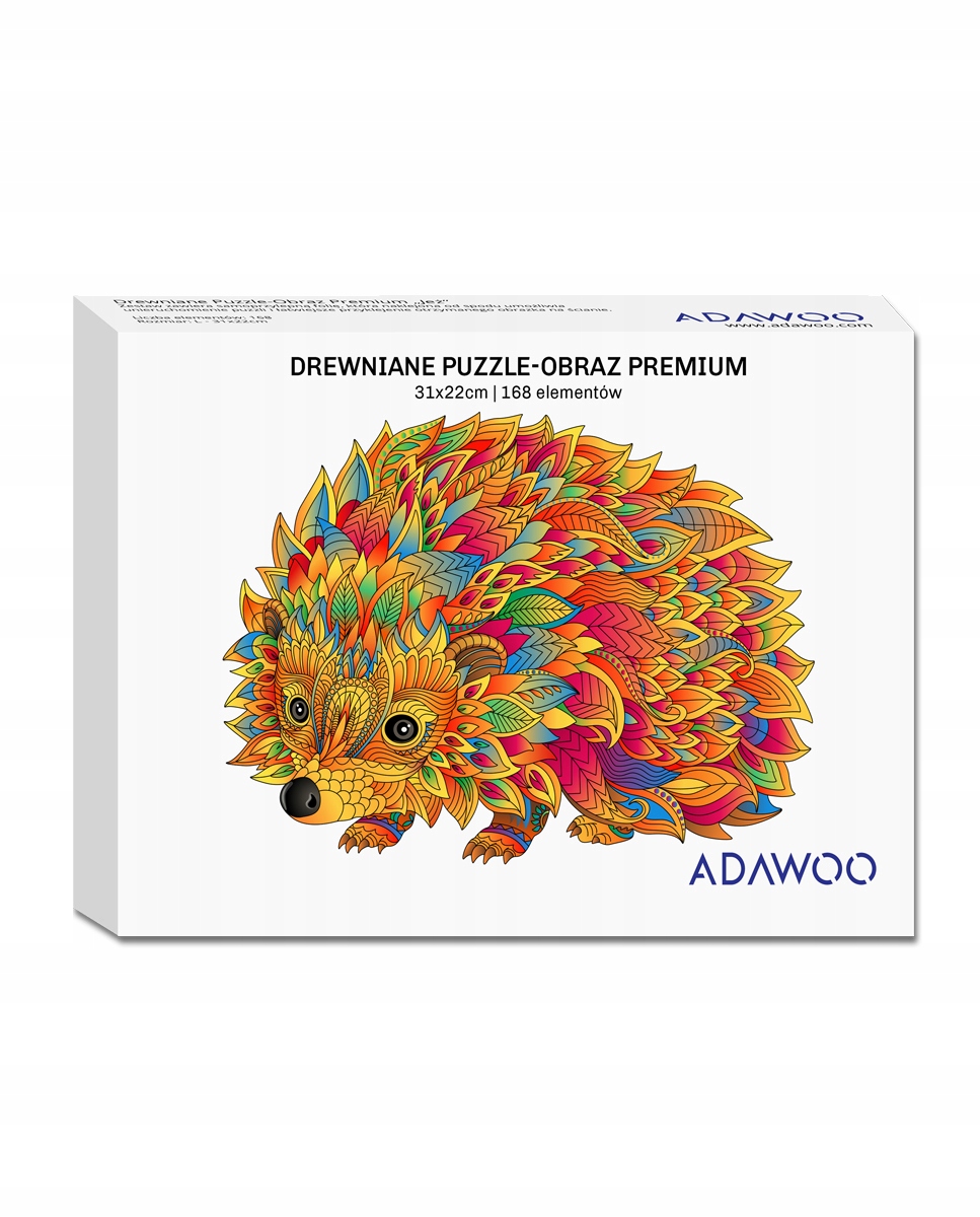 Puzzle Drewniane Premium 3D Układanka dla dorosłych Jeż L Zwierzęta Liczba elementów 168