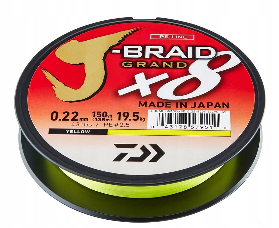 Plecionka Daiwa J-braid Grand X8 0,24mm/135m Żółty