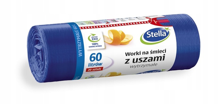Levně Stella Pytle na odpadky s ušima Odolné 60L tmavě modré 20ks