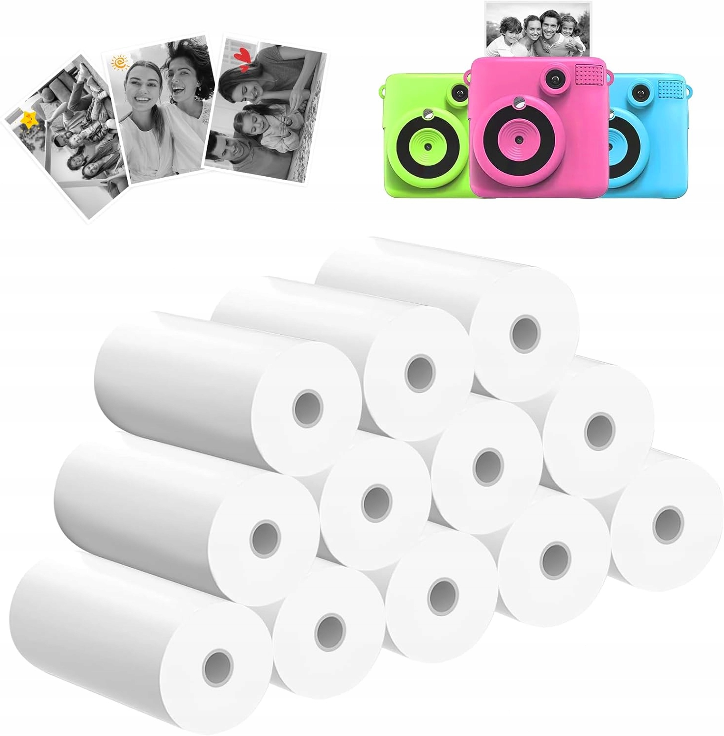 12 ROLKI PAPIERU TERMICZNEGO 57MM DO KAMER DZIECIĘCYCH MINIDRUKARKA