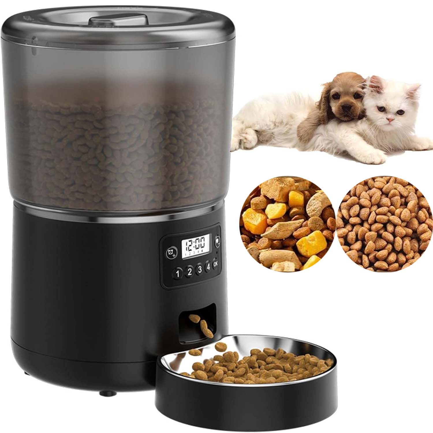 Automatický Dávkovač Misky Na Krmivo Pro Psa Kočku Černý 4 L Smart Podavač