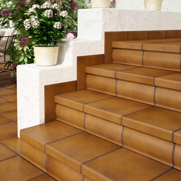 SCHODY ZEWNĘTRZNE Z ROWKAMI STOPNICE OD RĘKI BRĄZ KLINKIER HISZPAŃSKI BIZ Kolor wielokolorowe