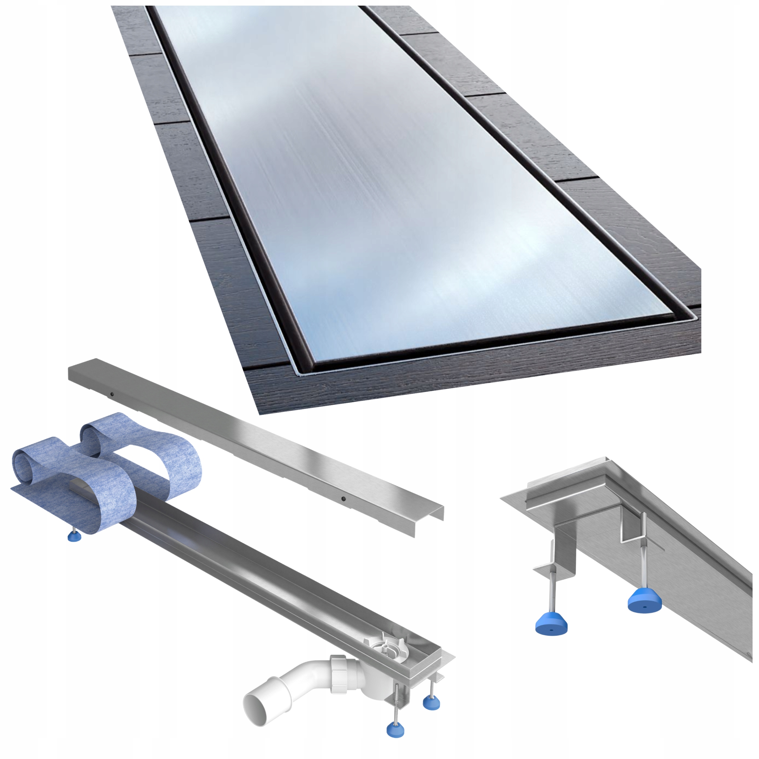 Lineárny odtok 80 cm bočný oceľový kompletný set Waterway