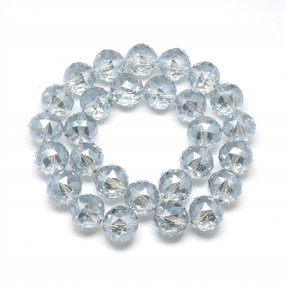 Korálky Galvanické sklo Fasetované, Duhové, Kulaté, 18mm, 48ks/68cm/nic