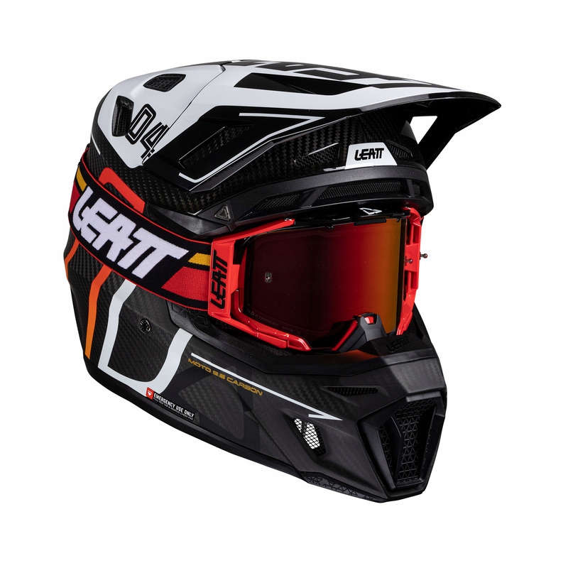 Motocyklová Prilba S Okuliarmi Leatt Kit Moto 9.5 Carbon White M