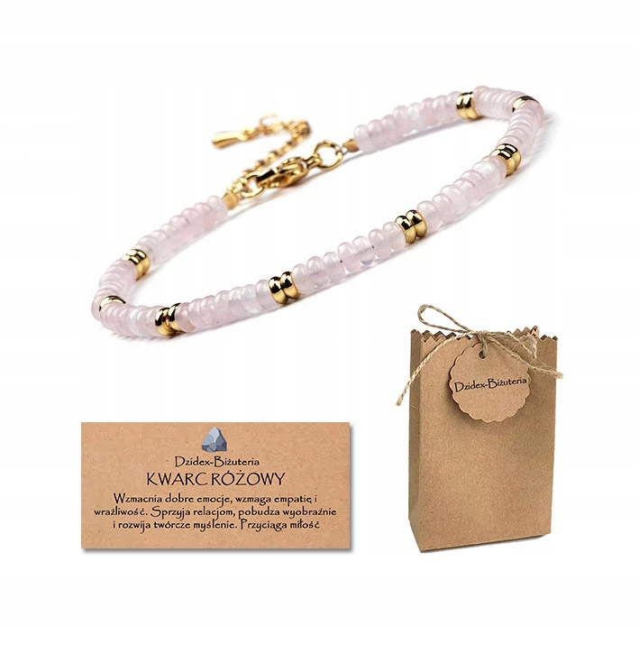 Bransoletka Kamień Oponka Kwarc Różowy 2x4mm