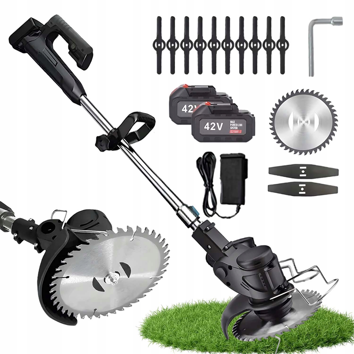 Elektrický Vyžínač Sada Na Trávy Teleskopická Sekačka S 2 Kusy Aku